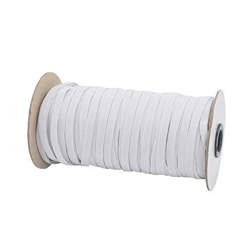 Kasmena White 70-Yards Length 1/4" Width Braided Elastic Cord/Elastic Band/Elastic Rope/Bungee/White Heavy Stretch Knit Elastic Spool with Free Tape Measure - Image 3