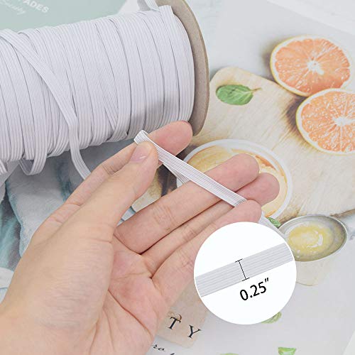 Kasmena White 70-Yards Length 1/4" Width Braided Elastic Cord/Elastic Band/Elastic Rope/Bungee/White Heavy Stretch Knit Elastic Spool with Free Tape Measure - Image 2
