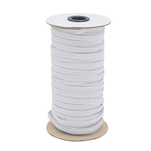 Kasmena White 70-Yards Length 1/4" Width Braided Elastic Cord/Elastic Band/Elastic Rope/Bungee/White Heavy Stretch Knit Elastic Spool with Free Tape Measure - Image 1