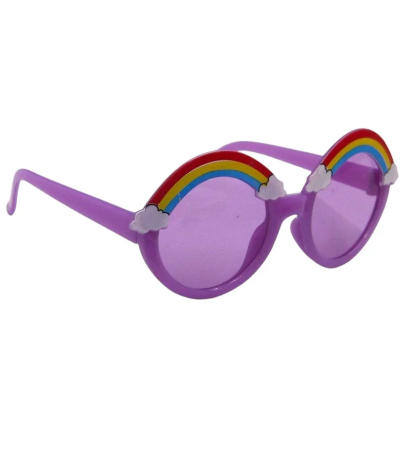 D'Daniela Anaya Rainbow Glasses and Bow Barrette Ponytail Set For Babies and Girls - Purple