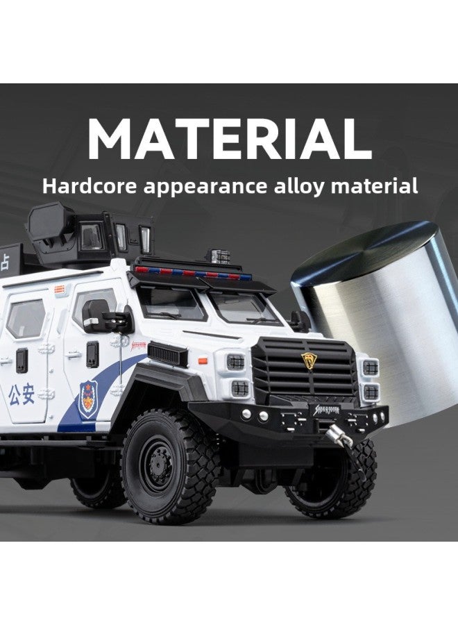Saber-toothed Tiger Alloy Armored Police Car Toy Boy Simulation Children Off-road Car Model Peacekeeping Explosion-proof Special Police Car-Color:1/32 Sword Teeth Tiger Armored Vehicle  - Image 4