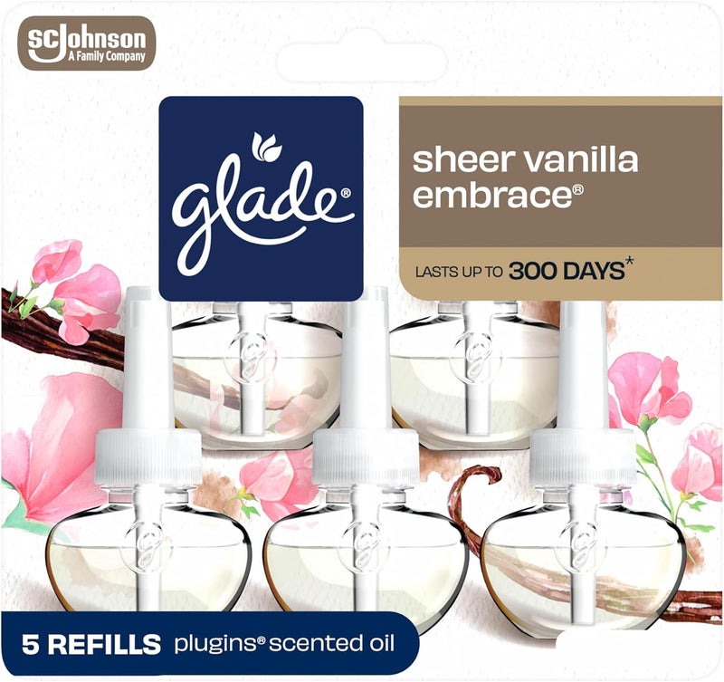 Glade PlugIns Refills Air Freshener, Sheer Vanilla Embrace, 5 Count - Image 1