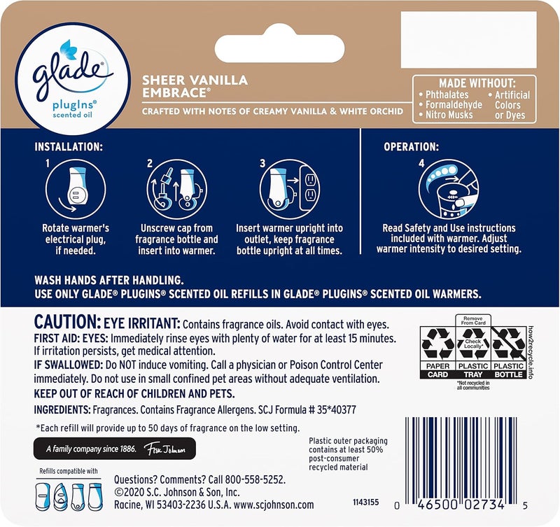 Glade PlugIns Refills Air Freshener, Sheer Vanilla Embrace, 5 Count - Image 2