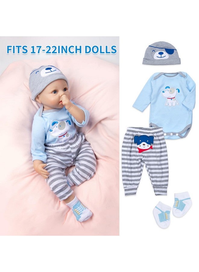 Pedolltree 8 Pcs Reborn Baby Boy Doll Clothes Accessories Blue Puppy Set With Backpack Diaper For 17-22 Inch Reborn Doll Newborn Baby Boy - Image 3