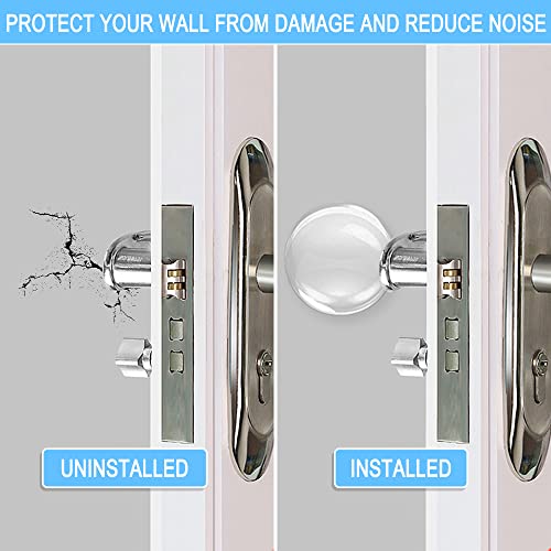 Xfenvs Wall Door Handle Stopper - 6 PCS Clear Round Rubber Door Knob Wall Shields, Guard Cushion Bumper Protectors for Wall - Stronger Self-Adhesive Silencer (1.57" 6PCS, Clear) - Image 3