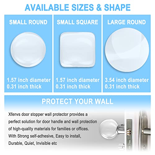 Xfenvs Wall Door Handle Stopper - 6 PCS Clear Round Rubber Door Knob Wall Shields, Guard Cushion Bumper Protectors for Wall - Stronger Self-Adhesive Silencer (1.57" 6PCS, Clear) - Image 4