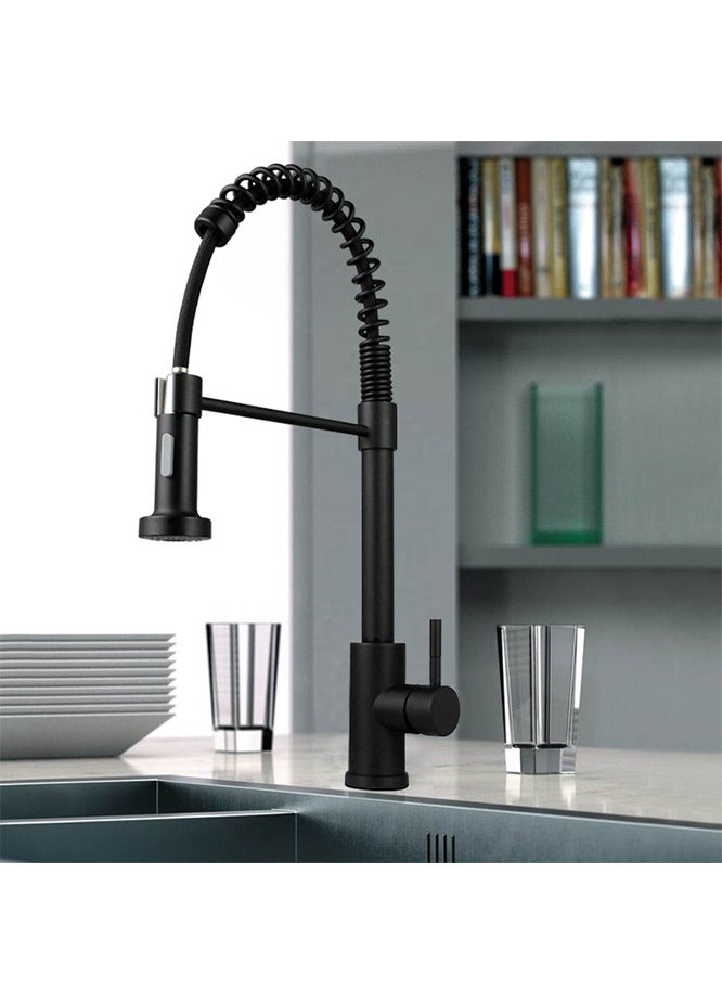 Gasin Black Kitchen Faucet with Pull Down Sprayer, Industrial Commercial Stainless Steel Single Handle Single Hole 2 Hole RV Laundry Pull Down Gooseneck Kitchen Sink Faucet, Kitchen Equipment  - Image 3