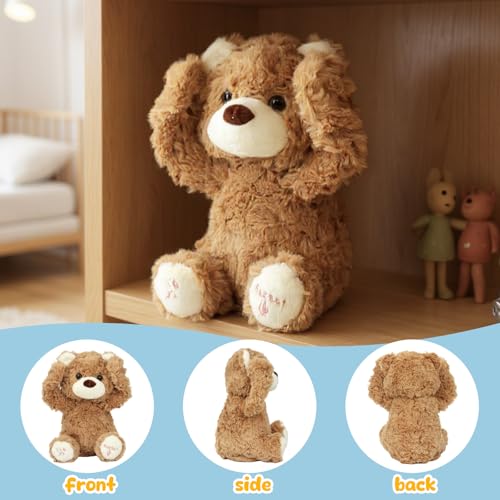 Hopearl Peek A Boo Bear Interactive Repeats What You Say Plush Teddy Bear Toy Musical Singing Talking Stuffed Animal Adorable Electric Animate Gift for Toddlers Brown 11 - Image 5