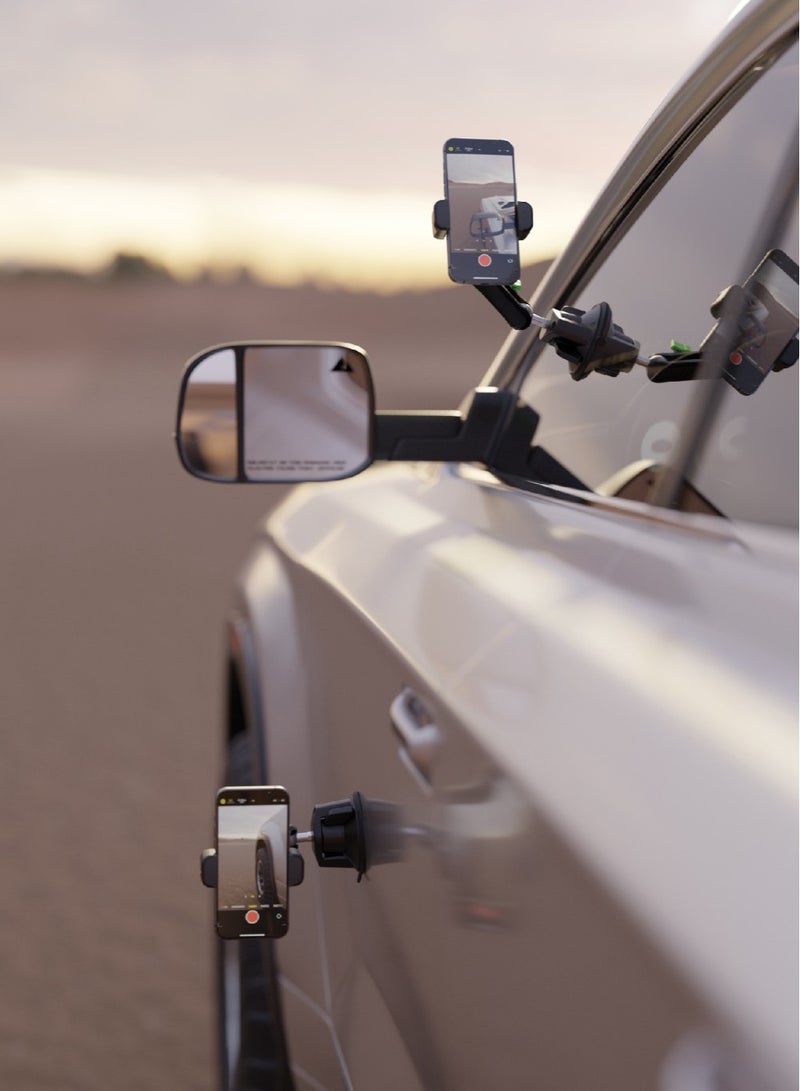 GREEN LION Universal Phone Holder GX-19 / Dashboard / Windshield / Window / Secure Grip / Durable Aluminum / Wide Compatibility / 360° Rotation / Car Phone Mount - Black - Image 2