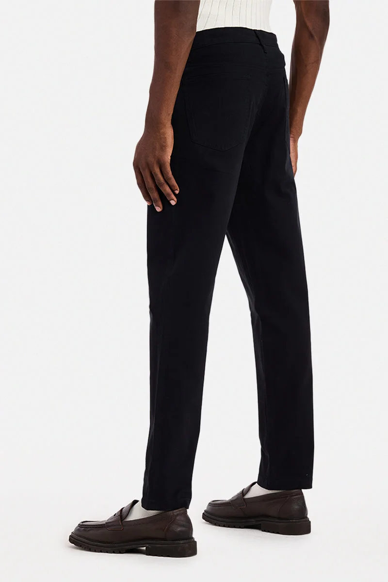 SNITCH  Black Solid Slim Fit Chinos for Men | Best Price UAE