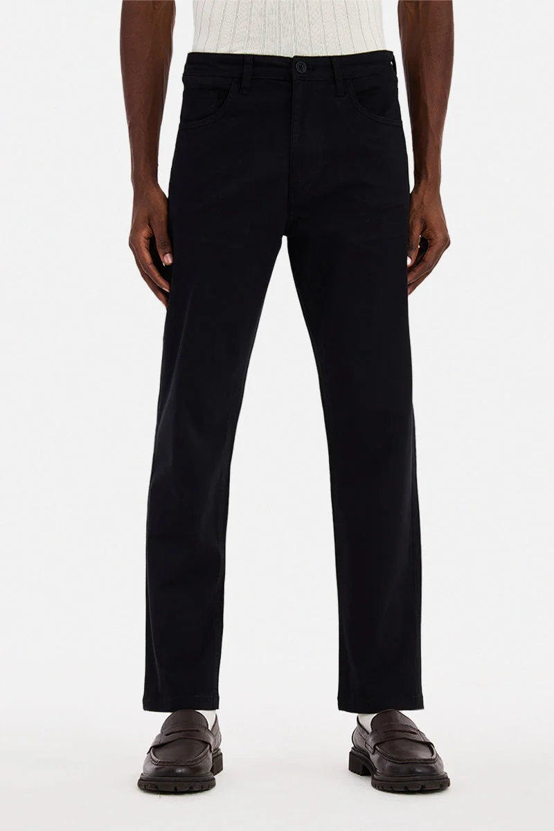 SNITCH  Black Solid Slim Fit Chinos for Men | Best Price UAE