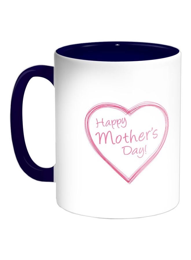 Happy Mother's Day Printed Coffee Mug Dark Blue/Pink/White 11ounce