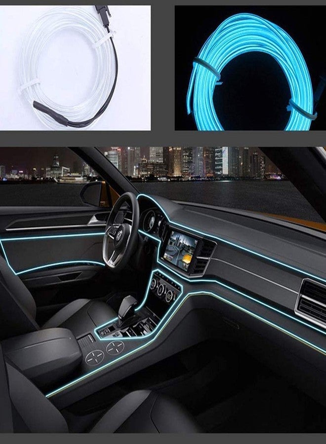 JAINFAM® LED Strip Lights for Cars Interior, EL Wire | Neon Ice Blue | 5m / 16.4ft | Decorative Light | Cold Light | Dashboard Light | Atmosphere Lamp | Ambience Lamp Ice Blue for Renault Duster - Image 1