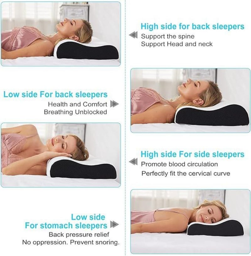 Green Scapper Pack of 2 Foam Pillow, Contour Cervical Orthopedic Memory Foam Pillows Supports Neck Pain and Shoulder Pain for Sleeping, Ergonomic Cervical Pillow Neck Support Pillow for Side Back (Multicolour) - Image 4