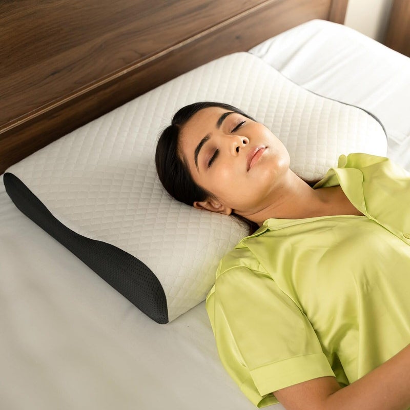 Green Scapper Pack of 2 Foam Pillow, Contour Cervical Orthopedic Memory Foam Pillows Supports Neck Pain and Shoulder Pain for Sleeping, Ergonomic Cervical Pillow Neck Support Pillow for Side Back (Multicolour) - Image 1