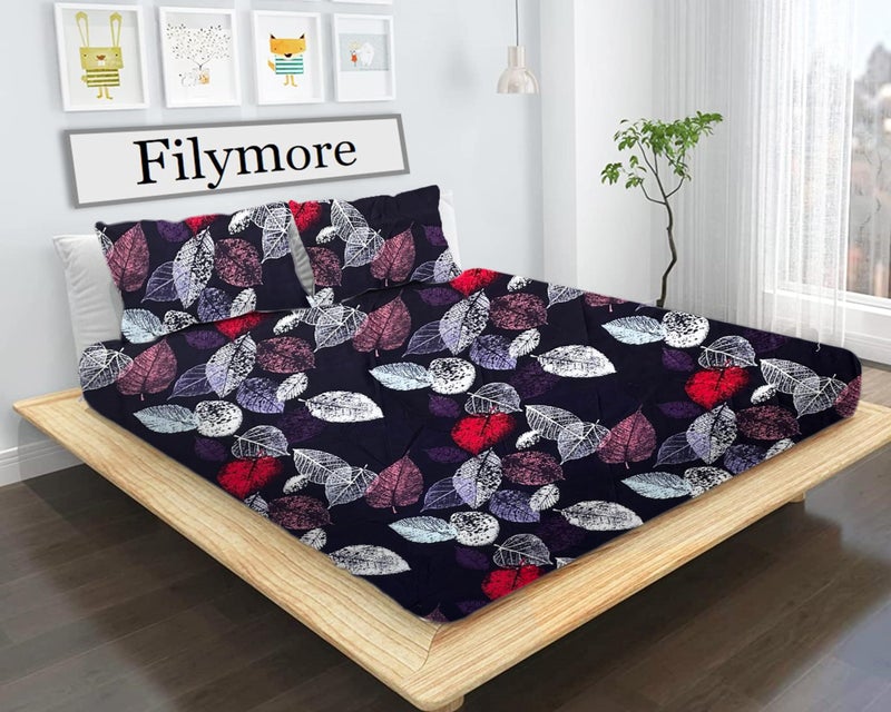 Filymore Floral and Cartoon Printed Double Bedsheet Set - Combo of 4, Pure Microfiber (90x90 inches, White,Pink,Black, Multi) - Soft, Durable, and Hypoallergenic Bedding for Kids and Adults - Image 2