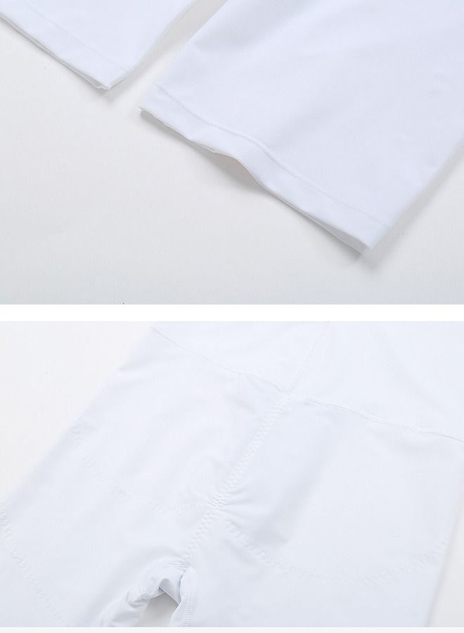 Solid color high waist tummy control pants white - Image 2