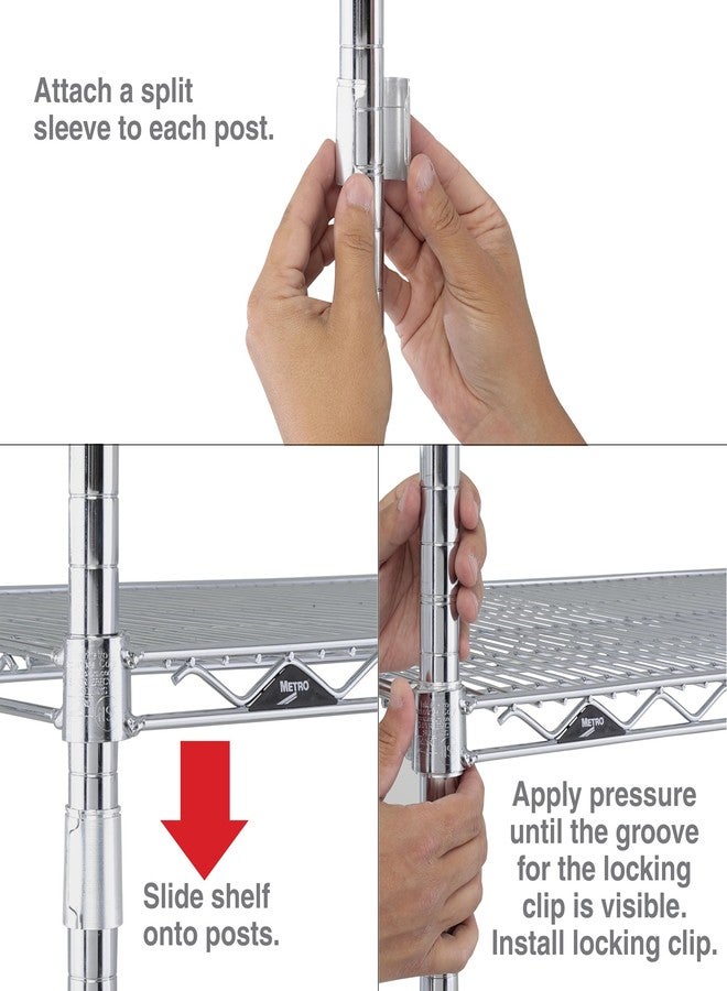 Metro 9986Z Aluminum Split Sleeves with Zinc Rings for Super Erecta Industrial Wire Shelving, Pack of 4 - Image 3