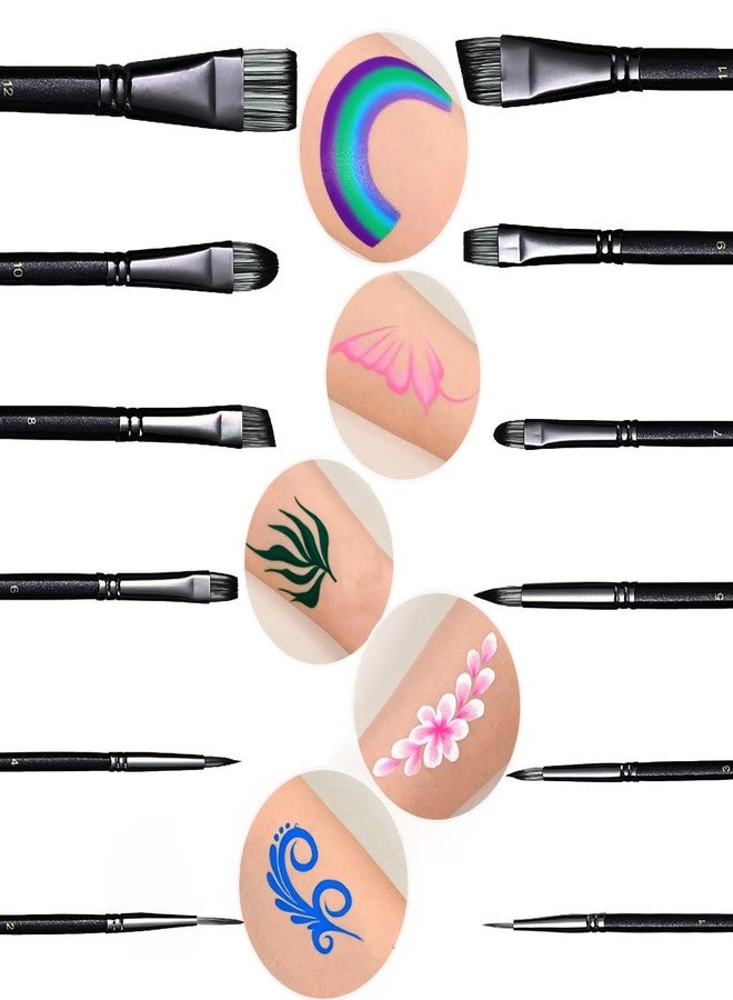 Fortunemee 12pcs Face Paint Brush Set, Artist Brushes for Body Face Painting, Craft Paint Brushes for Acrylic Painting Watercolor Oil Gouache for Halloween Cosplay Party Makeup - Image 4