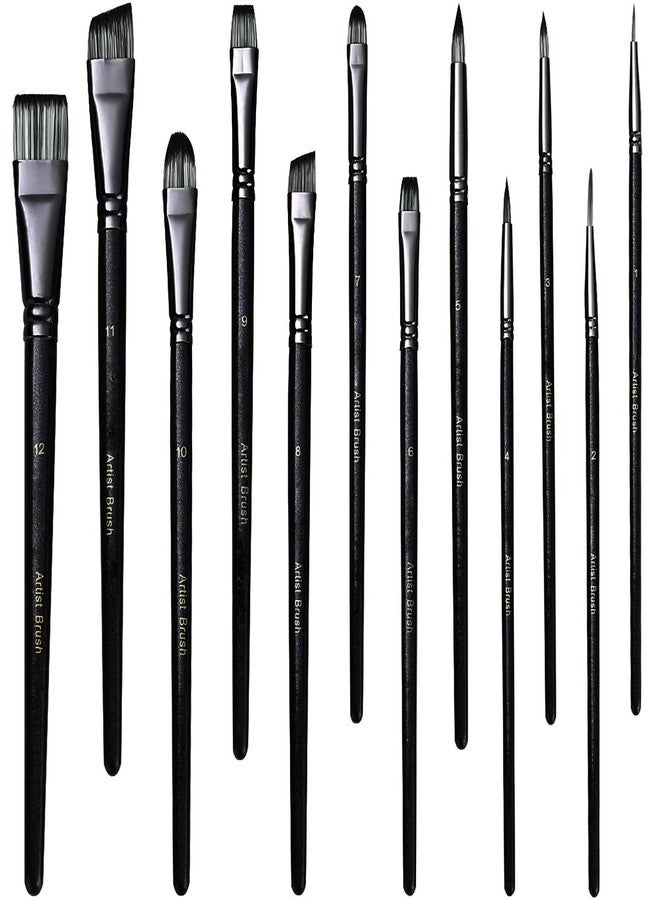 Fortunemee 12pcs Face Paint Brush Set, Artist Brushes for Body Face Painting, Craft Paint Brushes for Acrylic Painting Watercolor Oil Gouache for Halloween Cosplay Party Makeup - Image 1