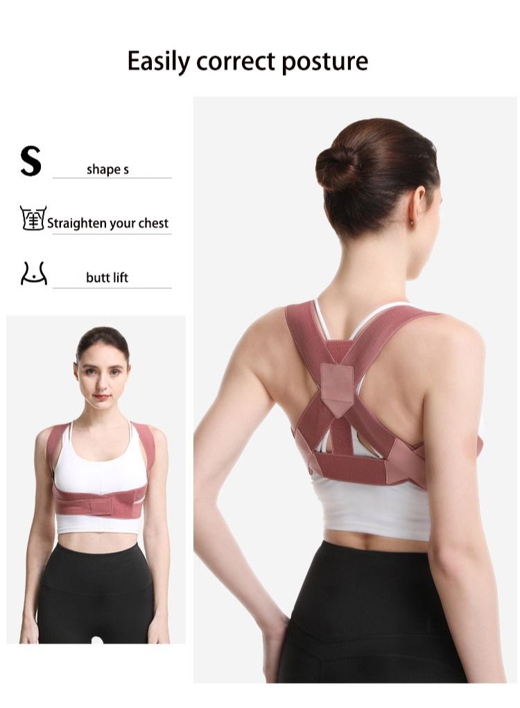 Posture Corrector Back Corrector for Neck, Back and Shoulders Correct Anti Hump Corrector Orthopedic Bra for Scoliosis Kyphosis Back Splint Red, M - Image 2