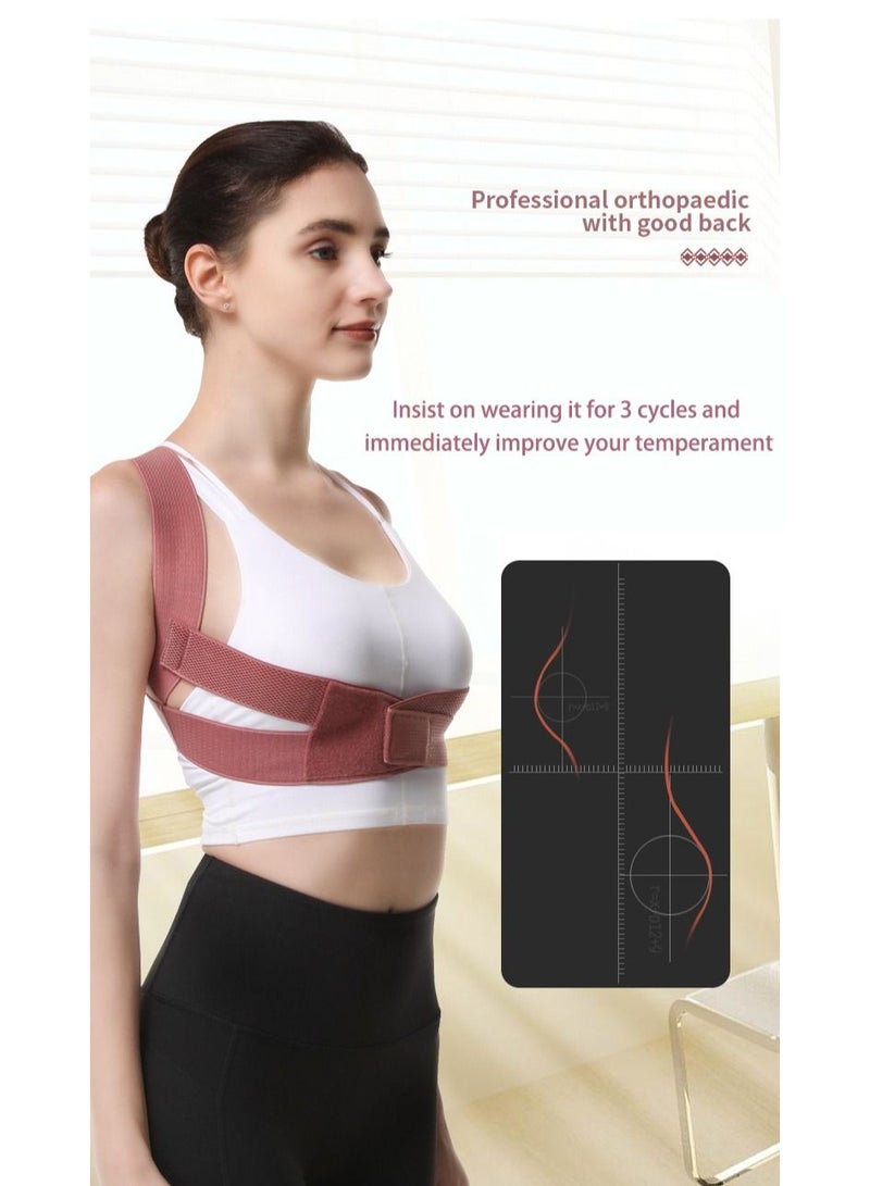 Posture Corrector Back Corrector for Neck, Back and Shoulders Correct Anti Hump Corrector Orthopedic Bra for Scoliosis Kyphosis Back Splint Red, M - Image 3