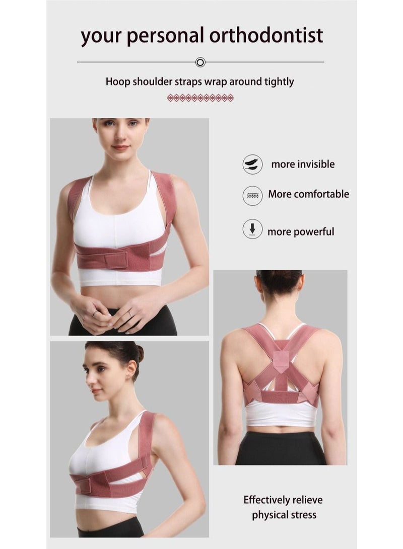 Posture Corrector Back Corrector for Neck, Back and Shoulders Correct Anti Hump Corrector Orthopedic Bra for Scoliosis Kyphosis Back Splint Red, M - Image 4