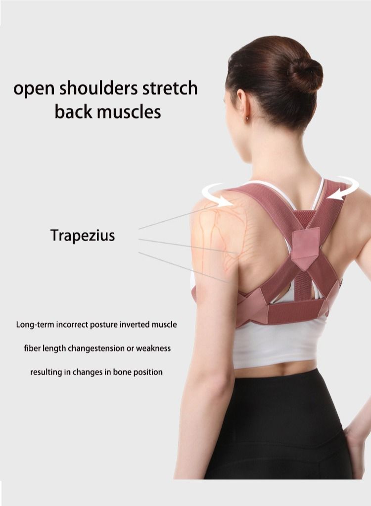 Posture Corrector Back Corrector for Neck, Back and Shoulders Correct Anti Hump Corrector Orthopedic Bra for Scoliosis Kyphosis Back Splint Red, M - Image 5