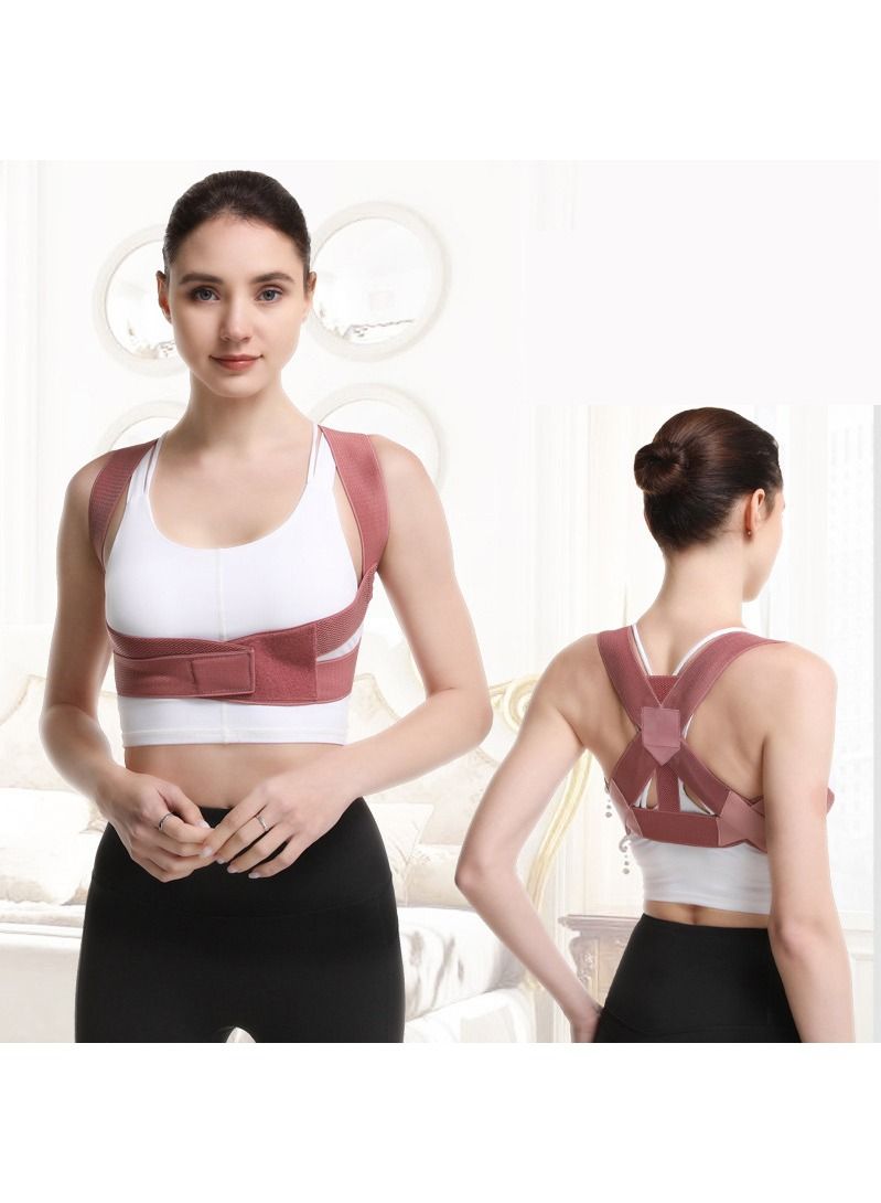 Posture Corrector Back Corrector for Neck, Back and Shoulders Correct Anti Hump Corrector Orthopedic Bra for Scoliosis Kyphosis Back Splint Red, M - Image 1