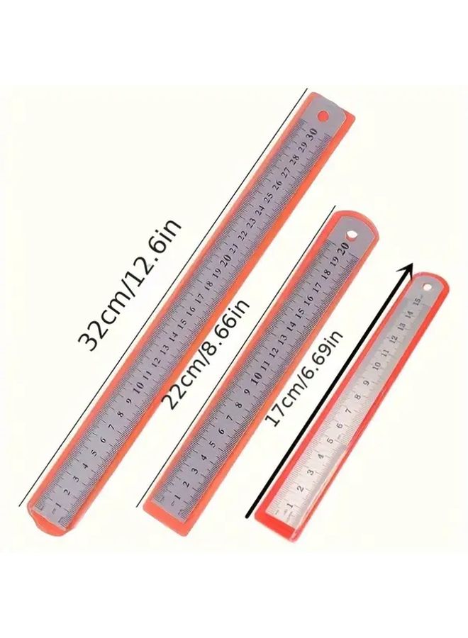 3 Pcs Stainless Steel Rulers 5.91 Inch 7.87 Inch 11.81 Inch - Image 2