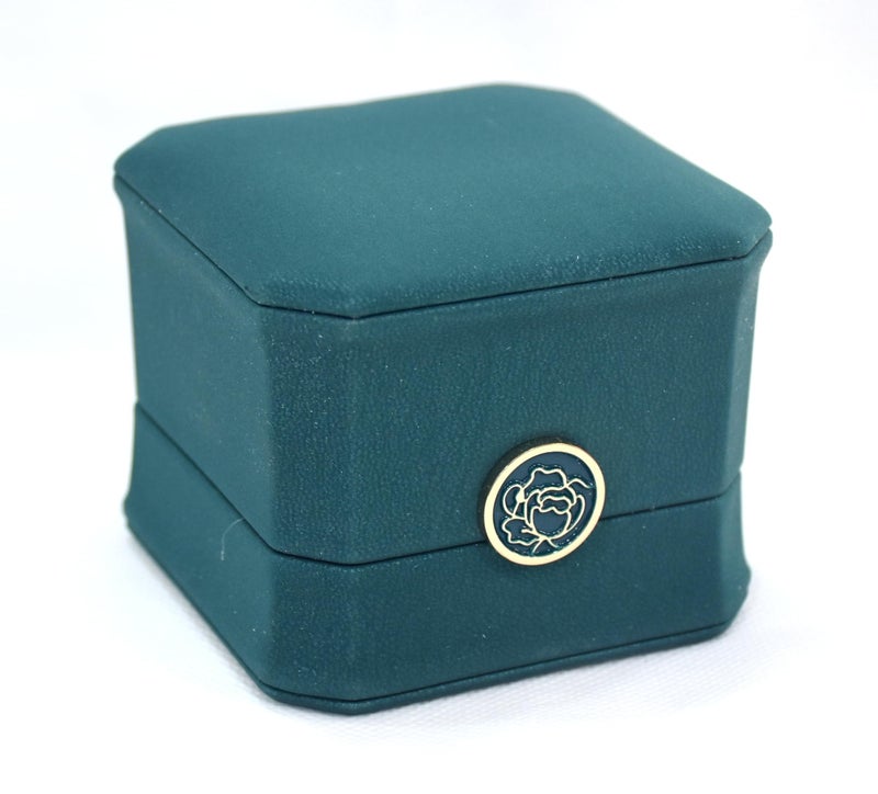 DIAcheck PU finish Jewellery Box with Stylish Golden Crown Button (BIG GREEN PU RING) - Image 1