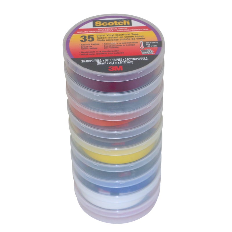J.V. Converting Scotch Electrical Tape Rainbow Pack 34 in x 66 ft Rainbow Pack Colors 9 Rolls 9 RollsPack