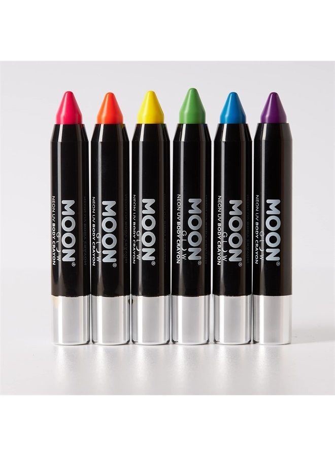 Moon Glow Blacklight Neon Face Paint Stick/Body Crayon makeup for the Face & Body - Intense set of 6 colours - Glows brightly under blacklights - Image 2