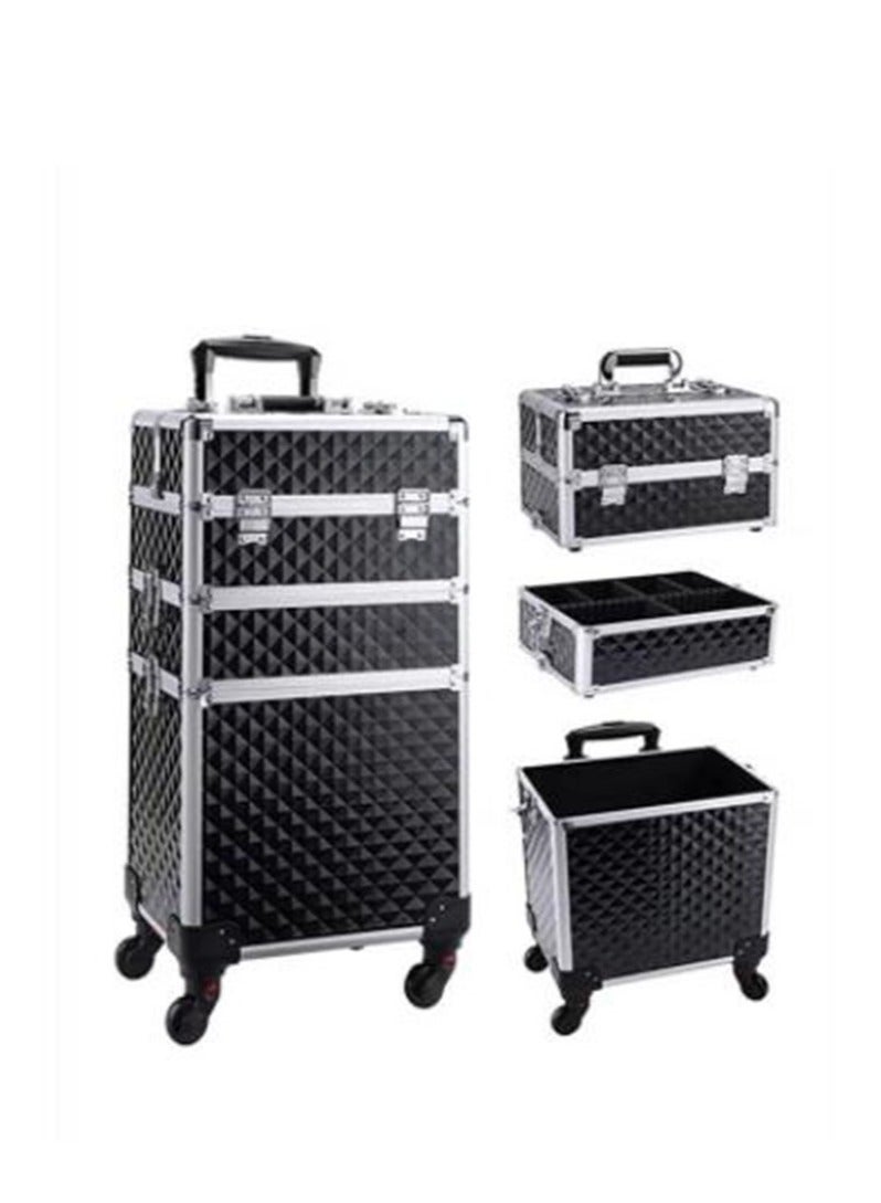 Three-layer Professional Trolley Makeup Box Large-capacity Multi-layer Storage Box With 4 Wheels  - Image 2