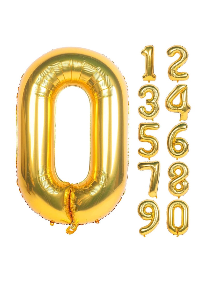 Goldedge Number 0, 32 Inch Number Balloons Foil Gold - Glamorous Party Decorations for Birthdays, Anniversaries, and Special Events - Image 4