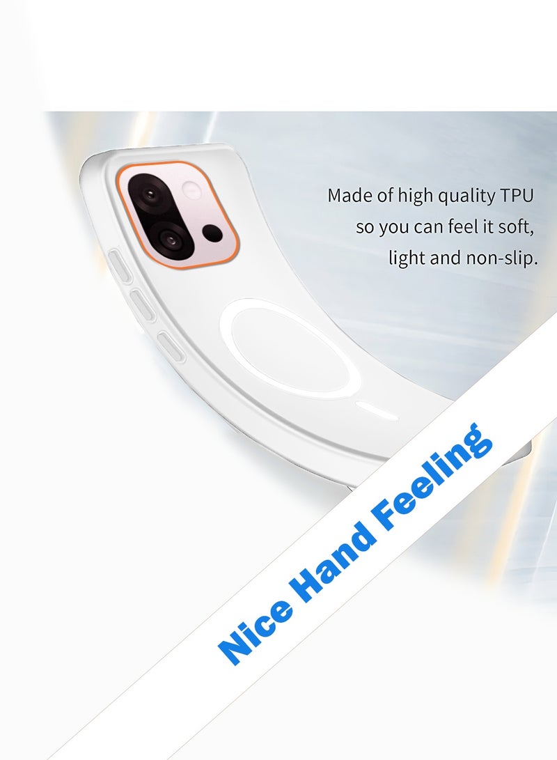 Wtech OnePlus 13T 5G 2025 Hybrid Translucent Magsafe with Magnetic Charging Raised Camera Lips Elegant Look Case Cover (MCMPMN) - White - Image 3