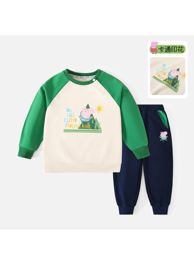 peppa Pig Spring Boys' Cotton Soft & Breathable Cartoon Casual Set - Image 2