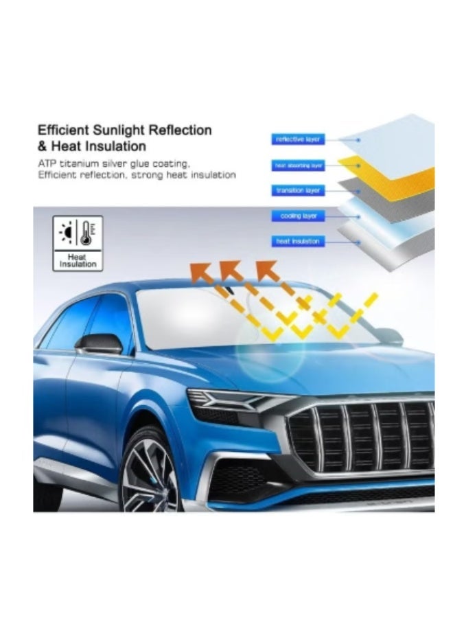 virenia Foldable Car Windshield Sunshade – Reflective Front Window Cover with Storage Pouch – Blocks UV Rays & Sun Heat – Keeps Vehicle Cooler – 145cm x 80cm - Image 2