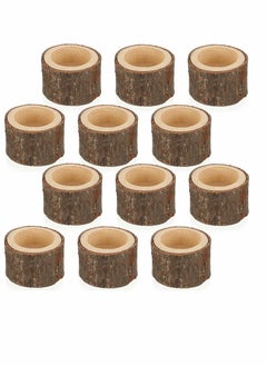 Wooden Candle Holders Votive Candle Holders, Rustic Wooden Pillar Candle Stands Vintage Wooden Tealight Holders Set Candle Centerpieces for Dining Table Wedding Party 12 Set