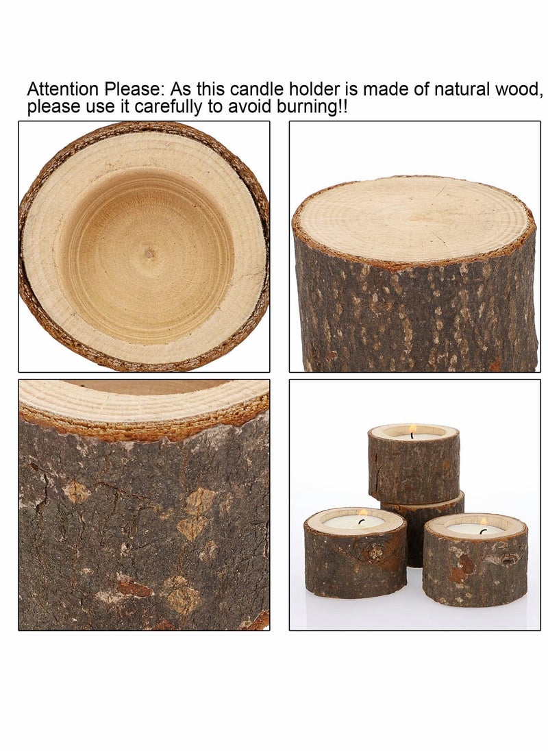 KASTWAVE - Wooden Candle Holders Votive Candle Holders, Rustic Wooden Pillar Candle Stands Vintage Wooden Tealight Holders Set Candle Centerpieces for Dining Table Wedding Party 12 Set - Image 1