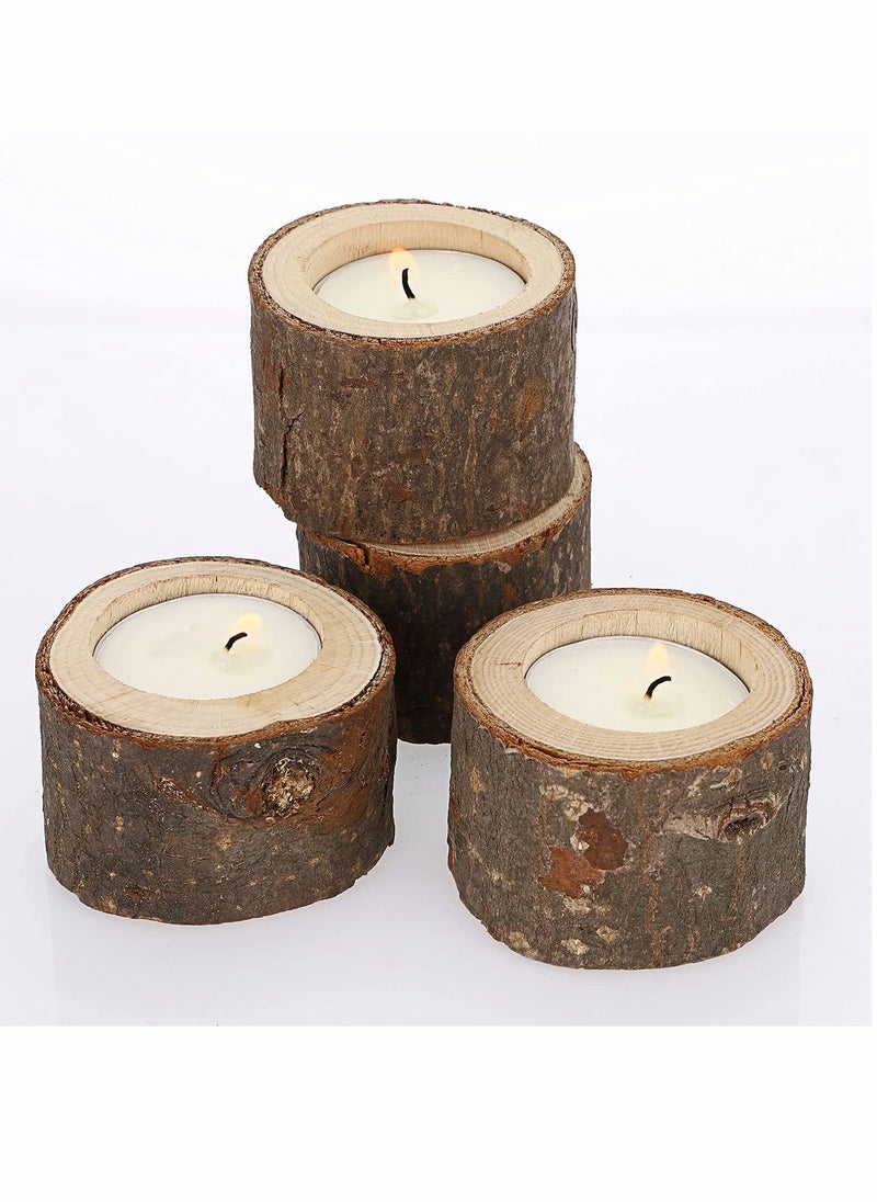 KASTWAVE - Wooden Candle Holders Votive Candle Holders, Rustic Wooden Pillar Candle Stands Vintage Wooden Tealight Holders Set Candle Centerpieces for Dining Table Wedding Party 12 Set - Image 1
