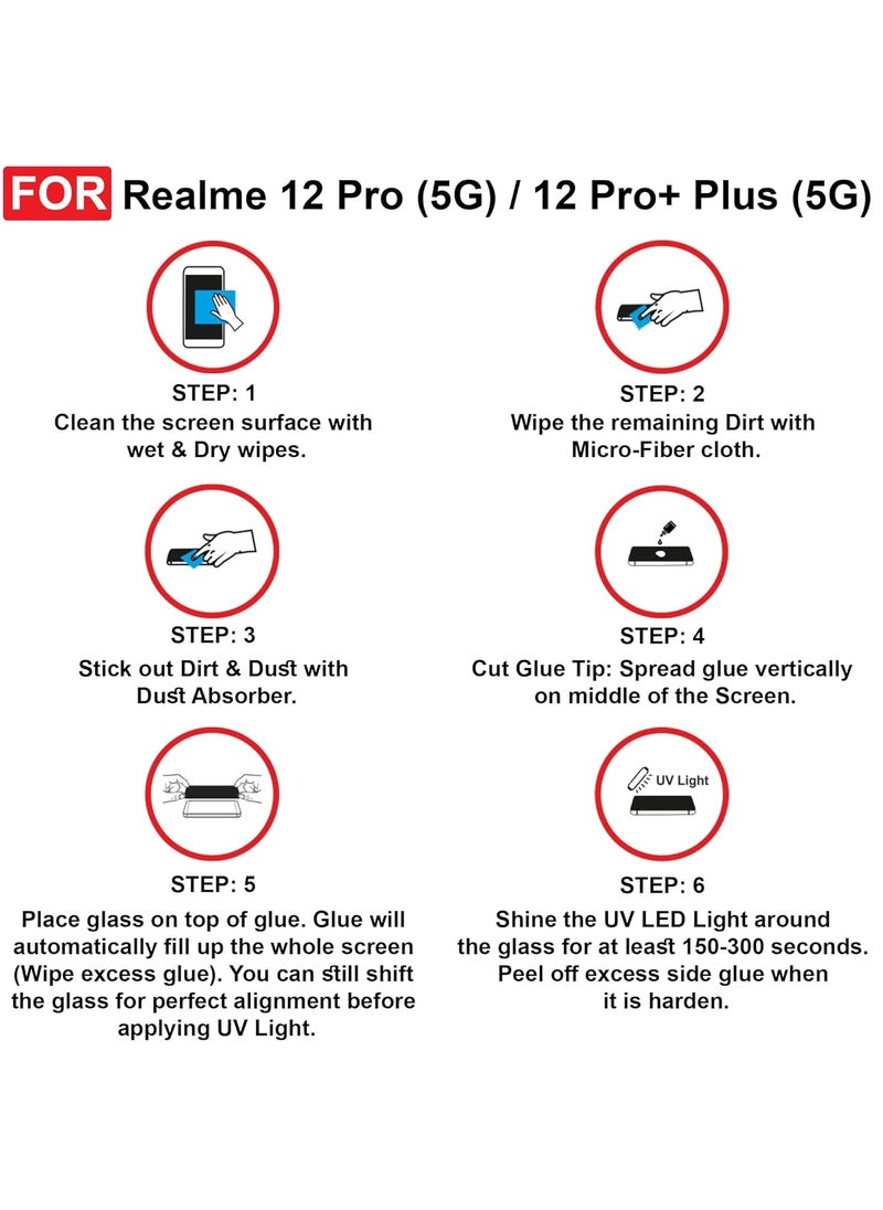 Generic - UV Liquid Glue Full Coverage Tempered Glass Screen Protector For Realme 12 Pro & Realme 12 Pro Plus - Clear - Image 1