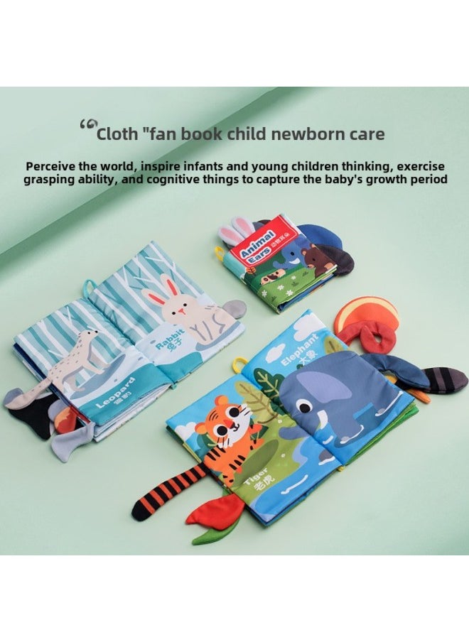 Baby Animal Tail Cloth Book Baby Tear Cloth Book Children's Ring Paper Three-dimensional Cloth Book Early Teaching Toys Wholesale-Color:Digital Ordinary Cloth Book (4 Pages, Without Tail, Single Bag)  - Image 2