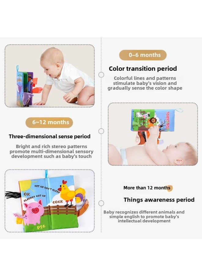 Baby Animal Tail Cloth Book Baby Tear Cloth Book Children's Ring Paper Three-dimensional Cloth Book Early Teaching Toys Wholesale-Color:Digital Ordinary Cloth Book (4 Pages, Without Tail, Single Bag)  - Image 5
