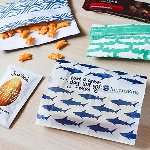 Lunchskins Recyclable & Sealable Paper Sandwich Bags – 50 Count | Shark Design | Eco-Friendly Grease-Resistant Glassine Snack Bags with Self-Adhesive Closure for Freshness - Image 3