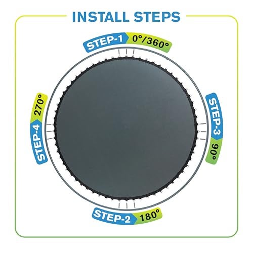 Upper Bounce حصيرة استبدال ترامبولين ماخرس العلوية 7.5 قدم 8 قدم 10 قدم 11 قدم 12 قدم 13 قدم 14 قدم 15 قدم 16 قدم مع حلقات V - مقاومة للأشعة فوق البنفسجية والماء (80 حلقة V لنوابض 5.5 بوصة، 14 قدم) - Image 5