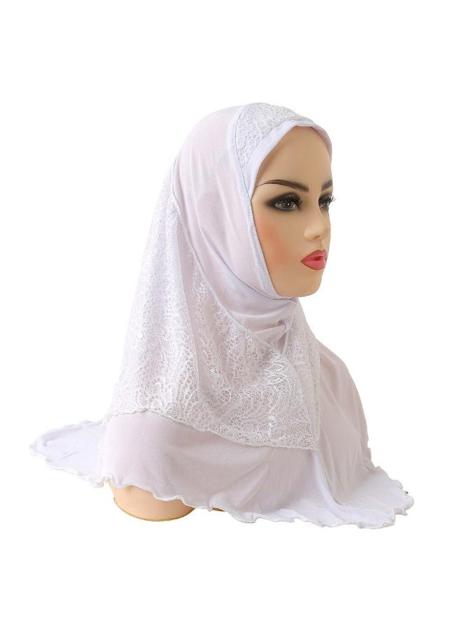 Muslim Hijab Lace Islamic Scarf Head Wrap Pray Scarves Women's Headwear