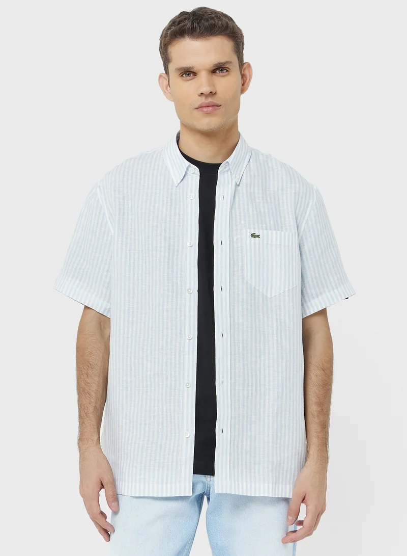 لاكوست Casual Regular Fit Striped Linen Shirt