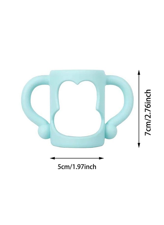 3 Pack Baby Silicone Feeding Bottle Sleeve with Easy Grip Handles White Pink and Blue