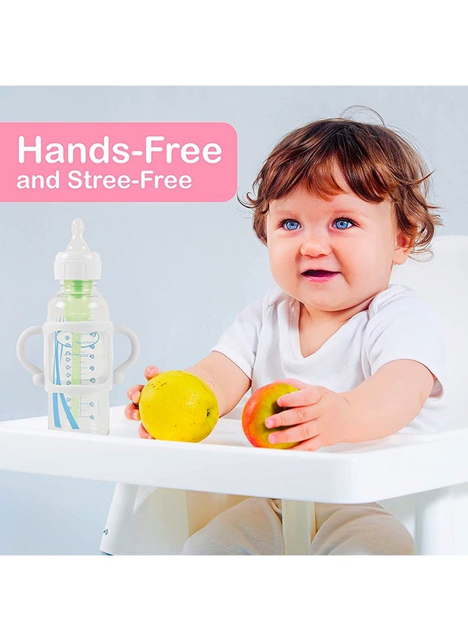 Bebiland 3 Pack Baby Silicone Feeding Bottle Sleeve with Easy Grip Handles White Pink and Blue  - Image 4
